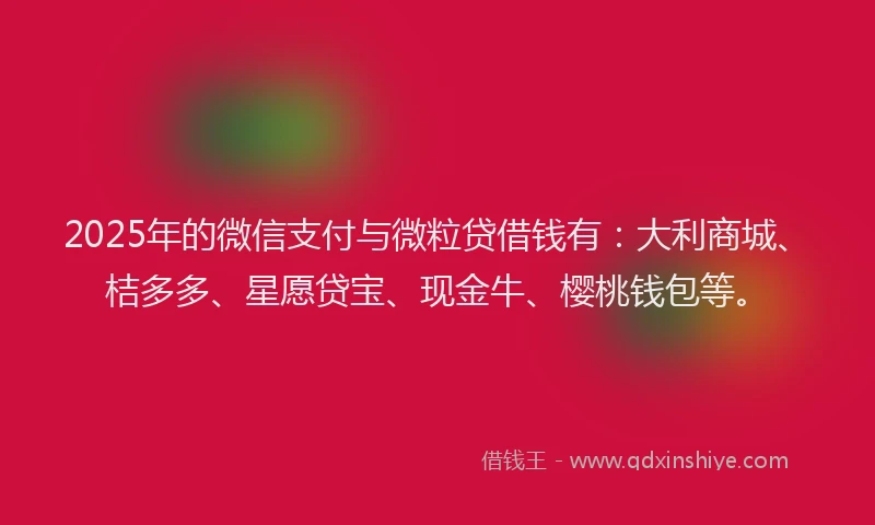 2025年的微信支付与微粒贷借钱有：大利商城、桔多多、星愿贷宝、现金牛、樱桃钱包等。