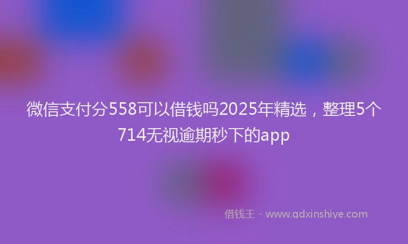 微信支付分558可以借钱吗2025年精选，整理5个714无视逾期秒下的app