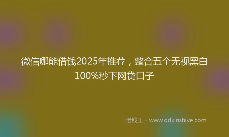 微信哪能借钱2025年推荐，整合五个无视黑白100%秒下网贷口子