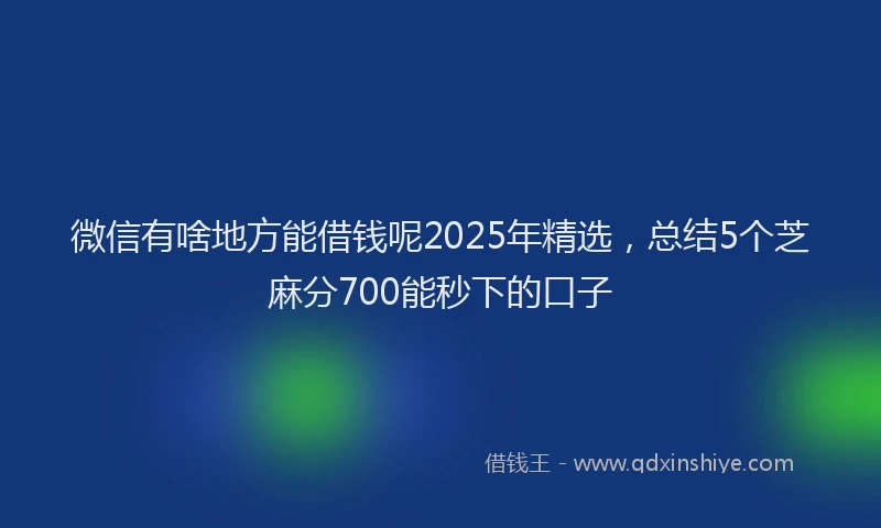 微信有啥地方能借钱呢2025年精选，总结5个芝麻分700能秒下的口子