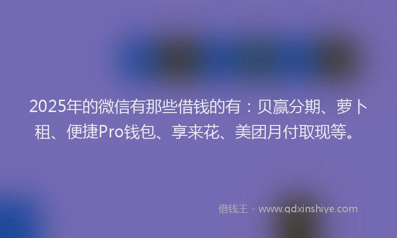 2025年的微信有那些借钱的有：贝赢分期、萝卜租、便捷Pro钱包、享来花、美团月付取现等。