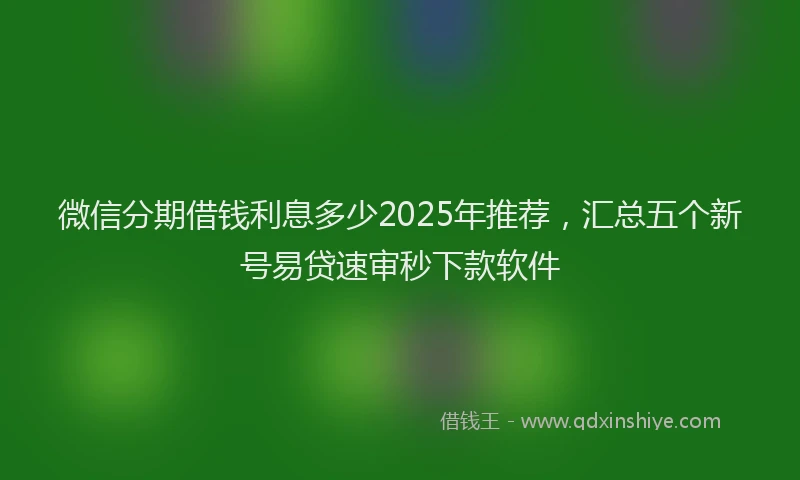 微信分期借钱利息多少2025年推荐，汇总五个新号易贷速审秒下款软件