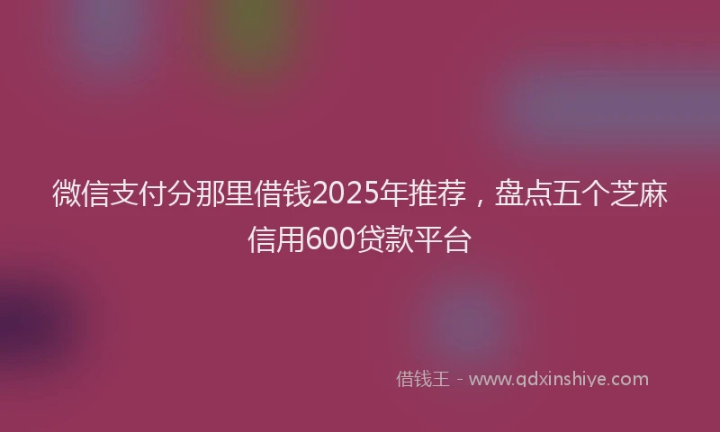 微信支付分那里借钱2025年推荐，盘点五个芝麻信用600贷款平台