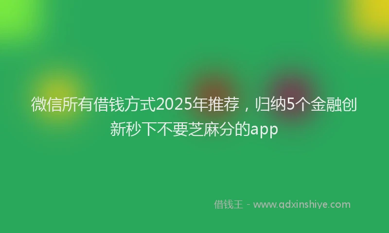 微信所有借钱方式2025年推荐，归纳5个金融创新秒下不要芝麻分的app