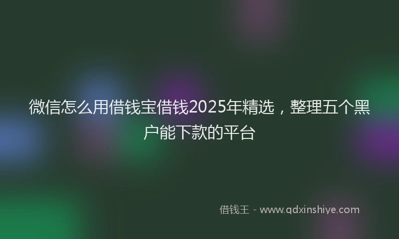 微信怎么用借钱宝借钱2025年精选，整理五个黑户能下款的平台