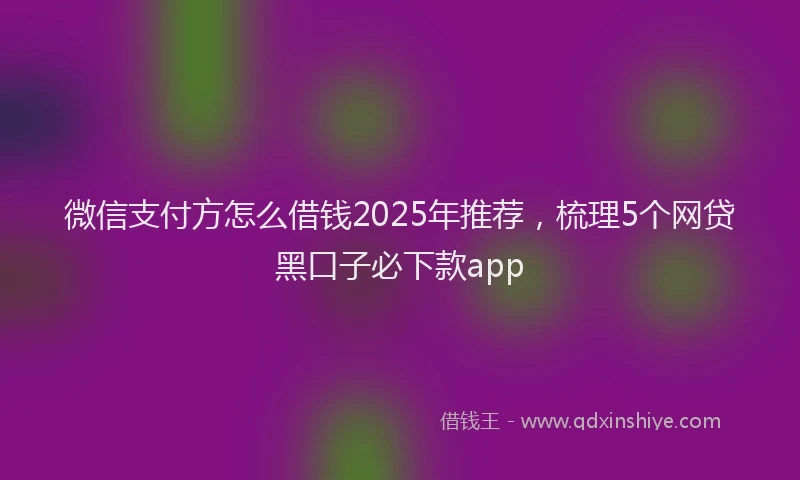 微信支付方怎么借钱2025年推荐，梳理5个网贷黑口子必下款app