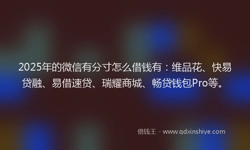 2025年的微信有分寸怎么借钱有：维品花、快易贷融、易借速贷、瑞耀商城、畅贷钱包Pro等。
