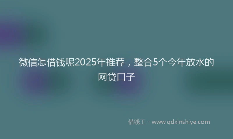 微信怎借钱呢2025年推荐，整合5个今年放水的网贷口子
