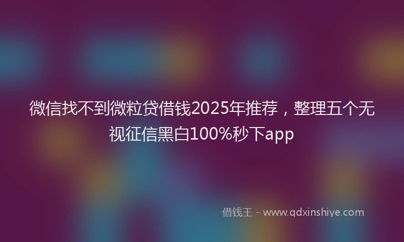 微信找不到微粒贷借钱2025年推荐，整理五个无视征信黑白100%秒下app