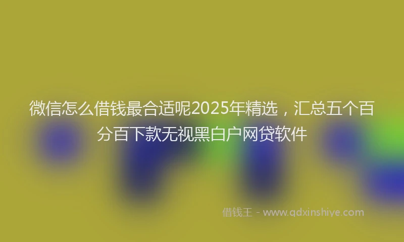 微信怎么借钱最合适呢2025年精选，汇总五个百分百下款无视黑白户网贷软件