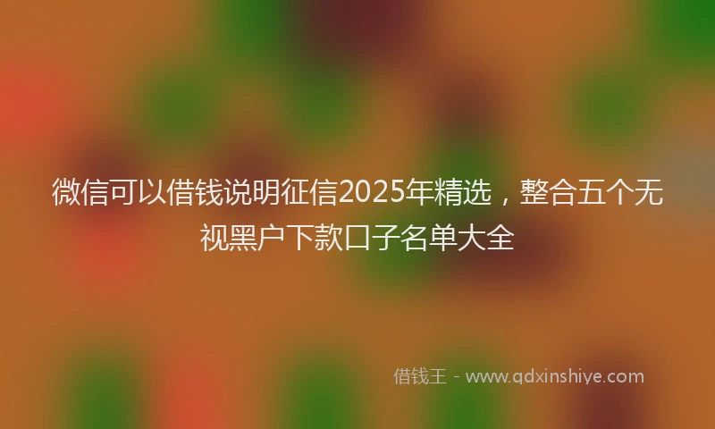 微信可以借钱说明征信2025年精选，整合五个无视黑户下款口子名单大全