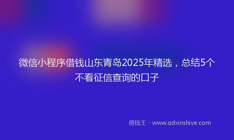 微信小程序借钱山东青岛2025年精选，总结5个不看征信查询的口子