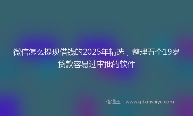 微信怎么提现借钱的2025年精选，整理五个19岁贷款容易过审批的软件