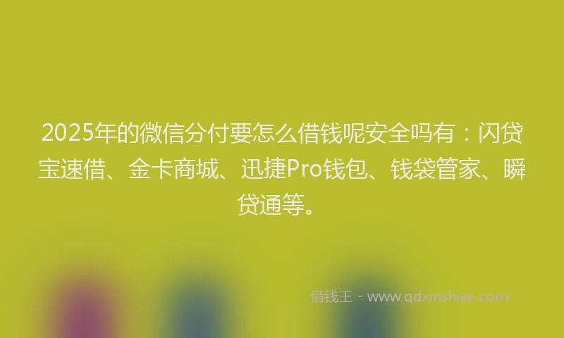 2025年的微信分付要怎么借钱呢安全吗有：闪贷宝速借、金卡商城、迅捷Pro钱包、钱袋管家、瞬贷通等。