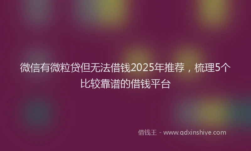 微信有微粒贷但无法借钱2025年推荐，梳理5个比较靠谱的借钱平台