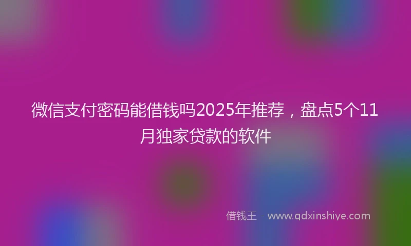 微信支付密码能借钱吗2025年推荐，盘点5个11月独家贷款的软件