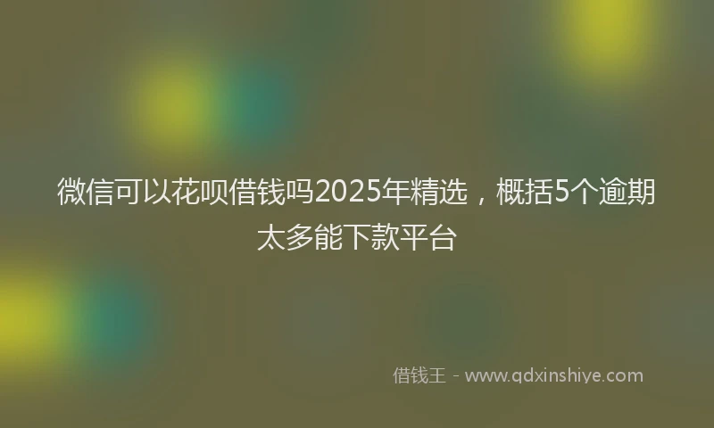 微信可以花呗借钱吗2025年精选，概括5个逾期太多能下款平台