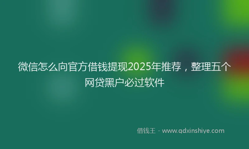微信怎么向官方借钱提现2025年推荐，整理五个网贷黑户必过软件