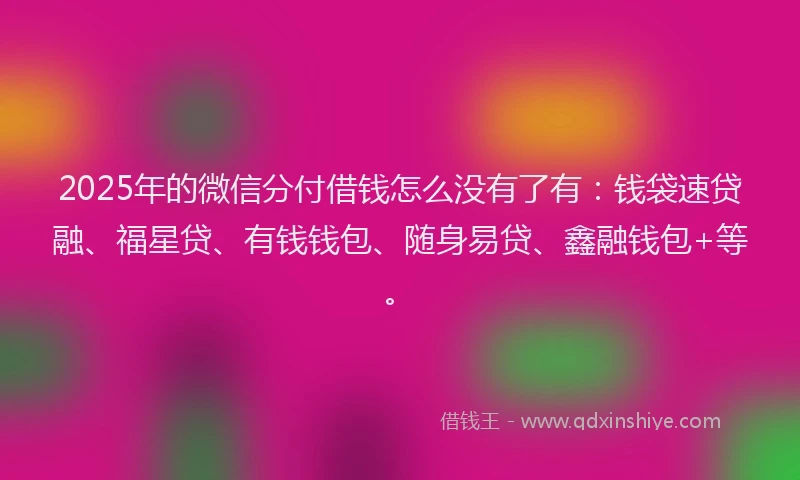 2025年的微信分付借钱怎么没有了有：钱袋速贷融、福星贷、有钱钱包、随身易贷、鑫融钱包+等。
