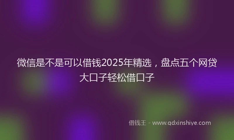 微信是不是可以借钱2025年精选，盘点五个网贷大口子轻松借口子