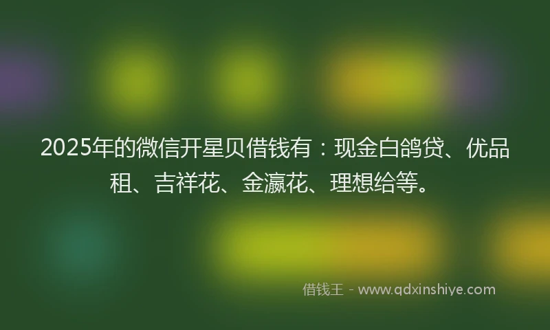 2025年的微信开星贝借钱有：现金白鸽贷、优品租、吉祥花、金瀛花、理想给等。