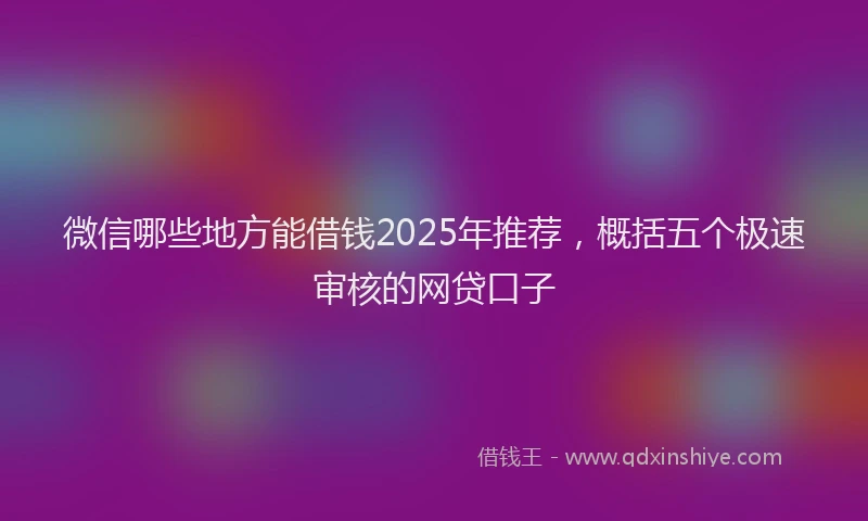 微信哪些地方能借钱2025年推荐，概括五个极速审核的网贷口子