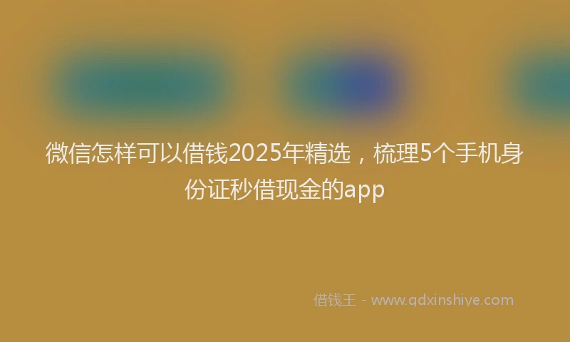 微信怎样可以借钱2025年精选，梳理5个手机身份证秒借现金的app