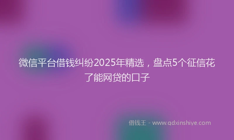 微信平台借钱纠纷2025年精选，盘点5个征信花了能网贷的口子