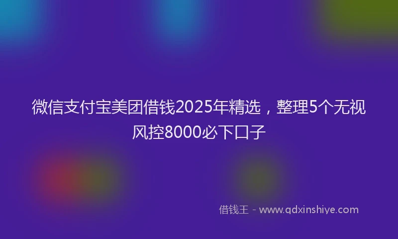 微信支付宝美团借钱2025年精选，整理5个无视风控8000必下口子