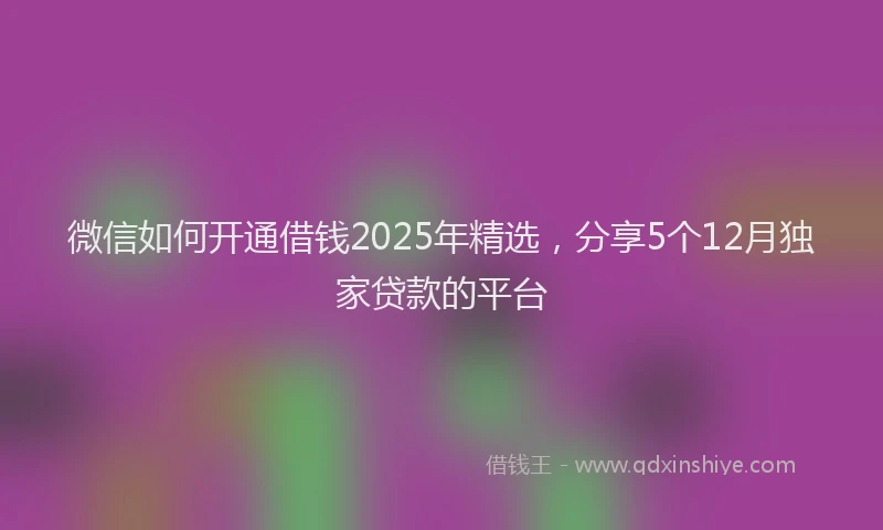 微信如何开通借钱2025年精选，分享5个12月独家贷款的平台