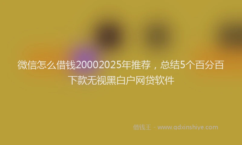 微信怎么借钱20002025年推荐，总结5个百分百下款无视黑白户网贷软件