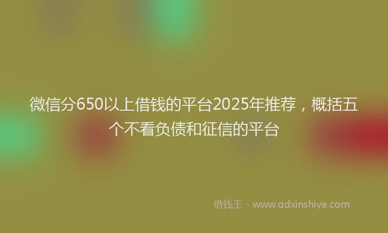 微信分650以上借钱的平台2025年推荐，概括五个不看负债和征信的平台