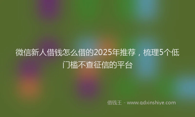 微信新人借钱怎么借的2025年推荐，梳理5个低门槛不查征信的平台