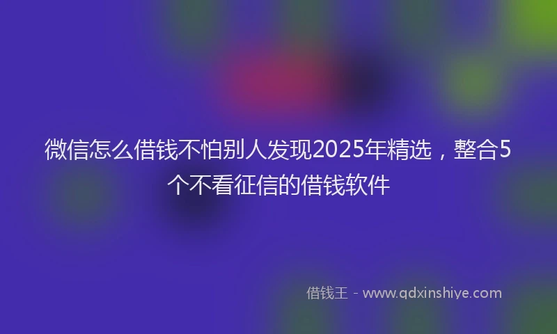 微信怎么借钱不怕别人发现2025年精选，整合5个不看征信的借钱软件