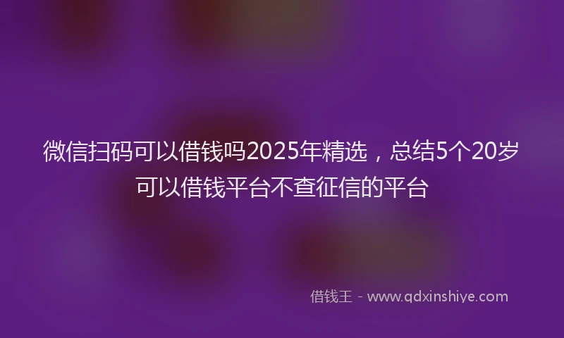 微信扫码可以借钱吗2025年精选，总结5个20岁可以借钱平台不查征信的平台