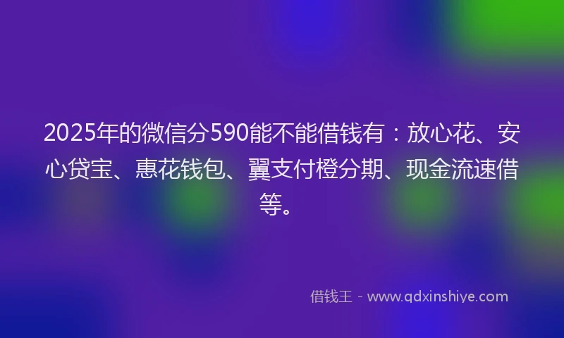 2025年的微信分590能不能借钱有：放心花、安心贷宝、惠花钱包、翼支付橙分期、现金流速借等。