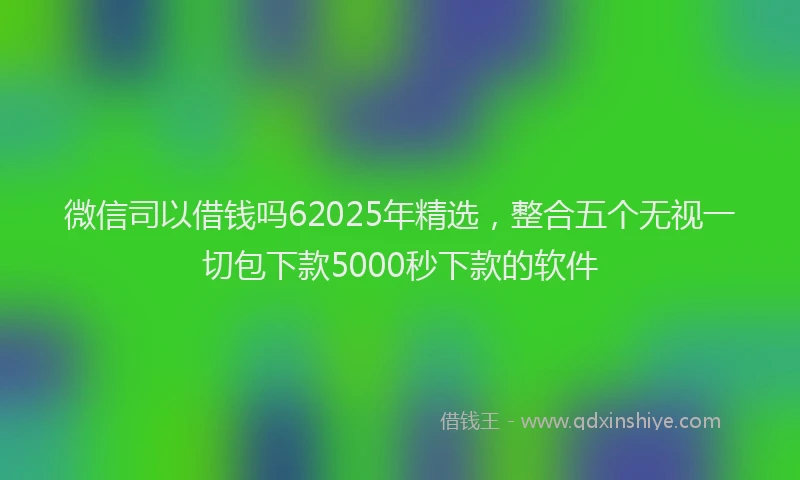 微信司以借钱吗62025年精选，整合五个无视一切包下款5000秒下款的软件