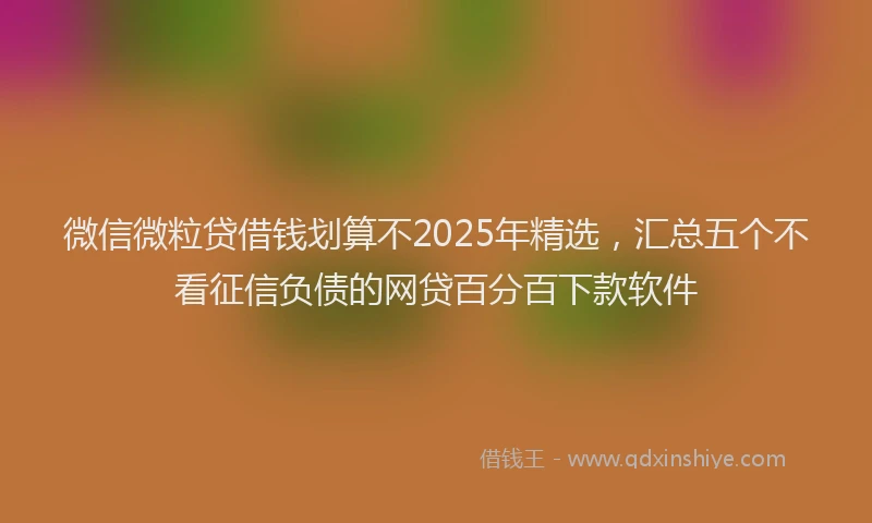 微信微粒贷借钱划算不2025年精选，汇总五个不看征信负债的网贷百分百下款软件