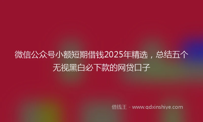 微信公众号小额短期借钱2025年精选，总结五个无视黑白必下款的网贷口子