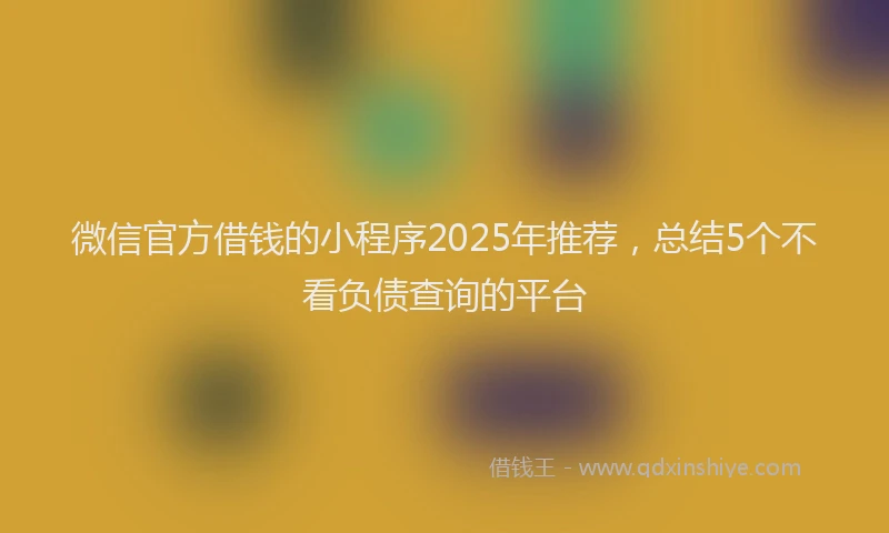 微信官方借钱的小程序2025年推荐，总结5个不看负债查询的平台