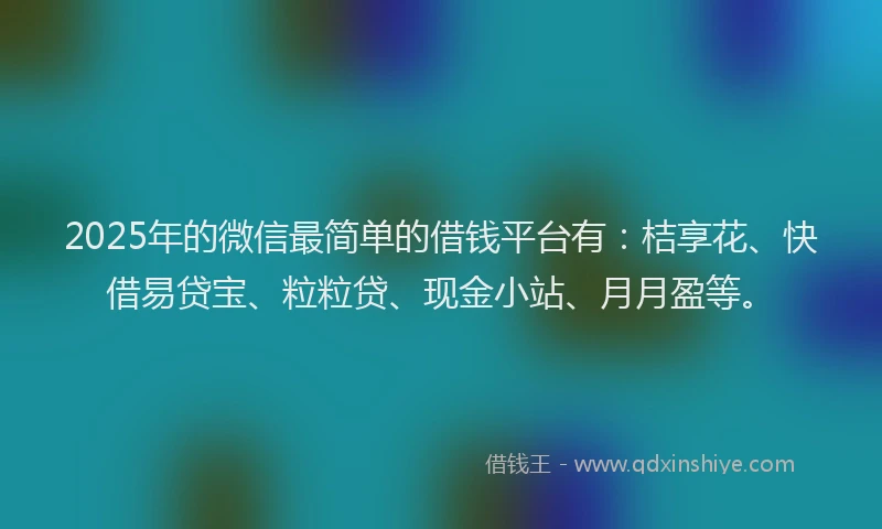 2025年的微信最简单的借钱平台有：桔享花、快借易贷宝、粒粒贷、现金小站、月月盈等。