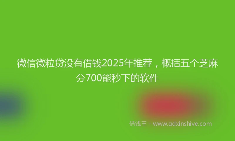 微信微粒贷没有借钱2025年推荐，概括五个芝麻分700能秒下的软件
