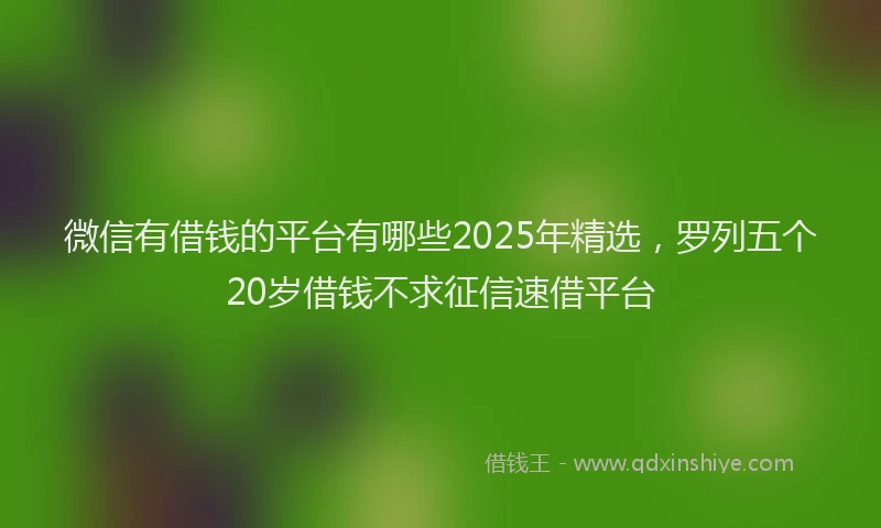 微信有借钱的平台有哪些2025年精选，罗列五个20岁借钱不求征信速借平台