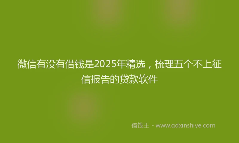 微信有没有借钱是2025年精选，梳理五个不上征信报告的贷款软件