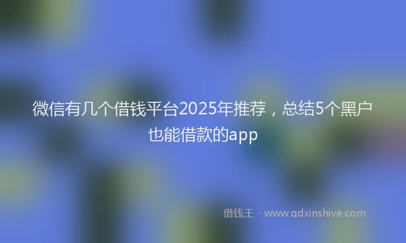 微信有几个借钱平台2025年推荐，总结5个黑户也能借款的app