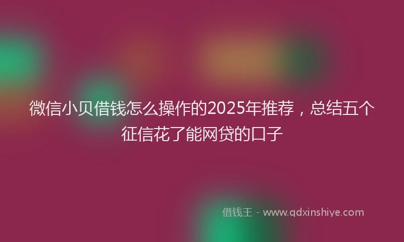 微信小贝借钱怎么操作的2025年推荐，总结五个征信花了能网贷的口子