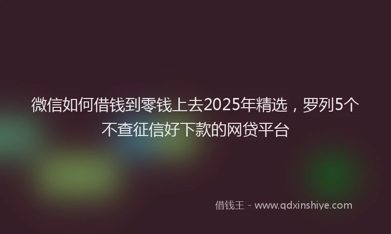 微信如何借钱到零钱上去2025年精选，罗列5个不查征信好下款的网贷平台