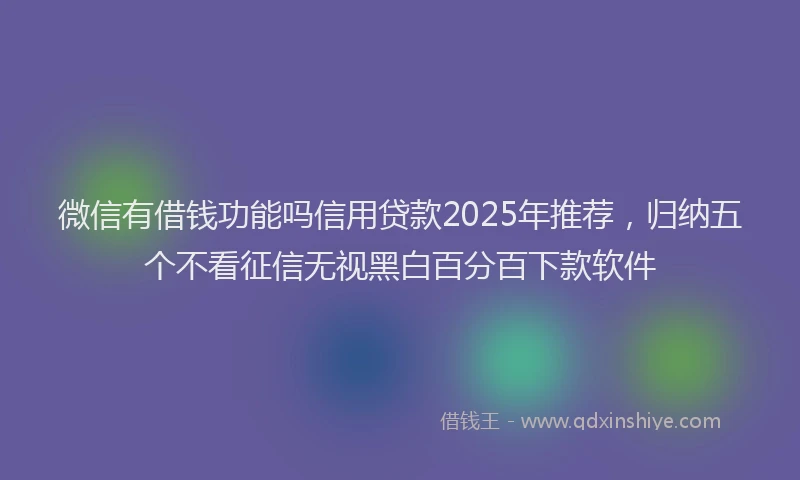 微信有借钱功能吗信用贷款2025年推荐，归纳五个不看征信无视黑白百分百下款软件