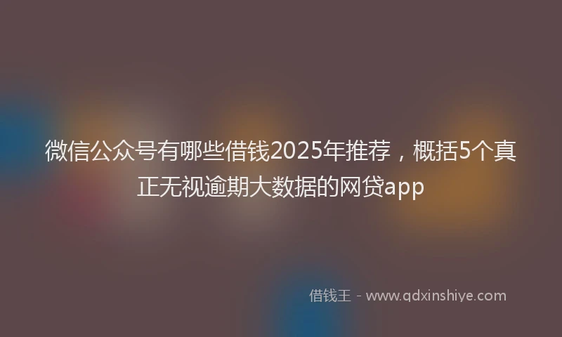 微信公众号有哪些借钱2025年推荐，概括5个真正无视逾期大数据的网贷app