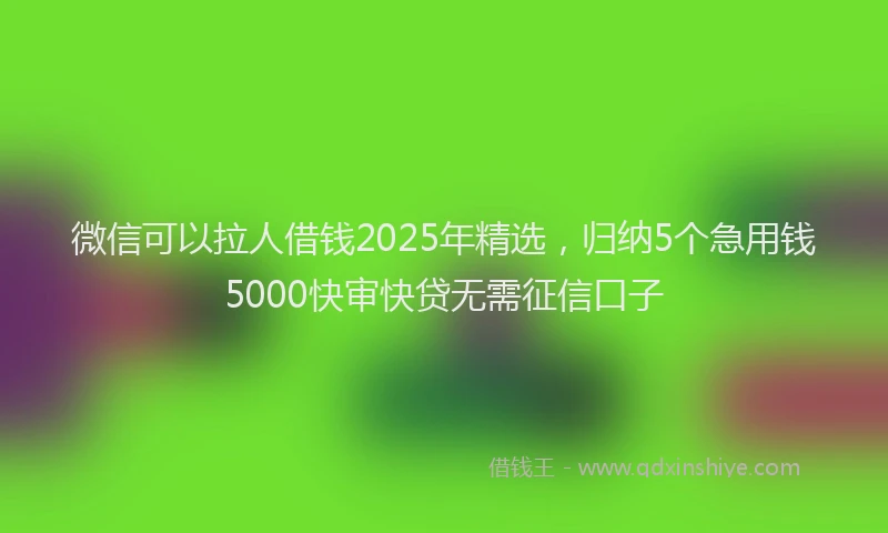 微信可以拉人借钱2025年精选，归纳5个急用钱5000快审快贷无需征信口子